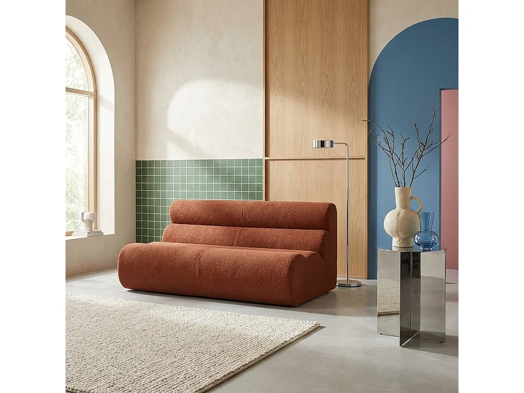 Chauffeuse bouclette texturée 2 places terracotta - Nova