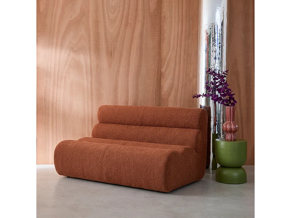 Sillón borreguito texturizado, 2 plazas terracota