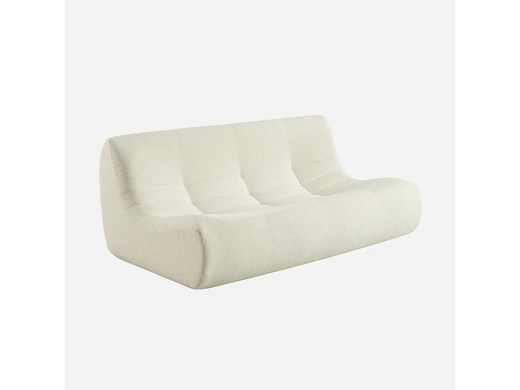 Poltrona in tessuto bouclé strutturato, 3 posti, bianco