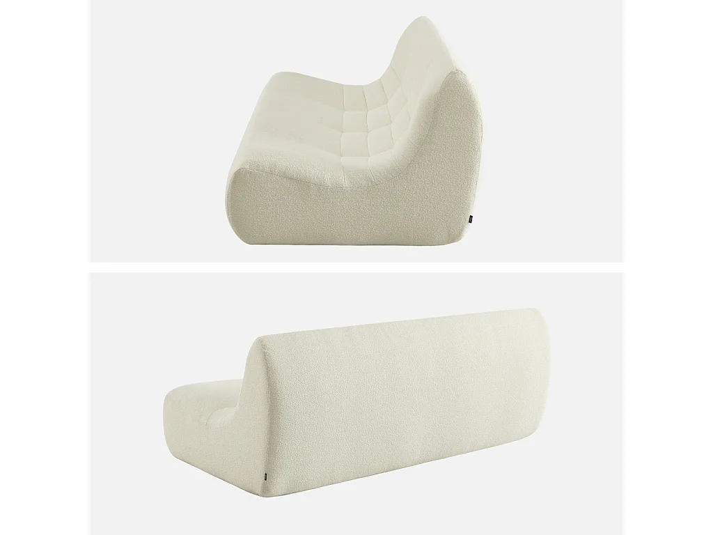 Poltrona in tessuto bouclé strutturato, 3 posti, bianco