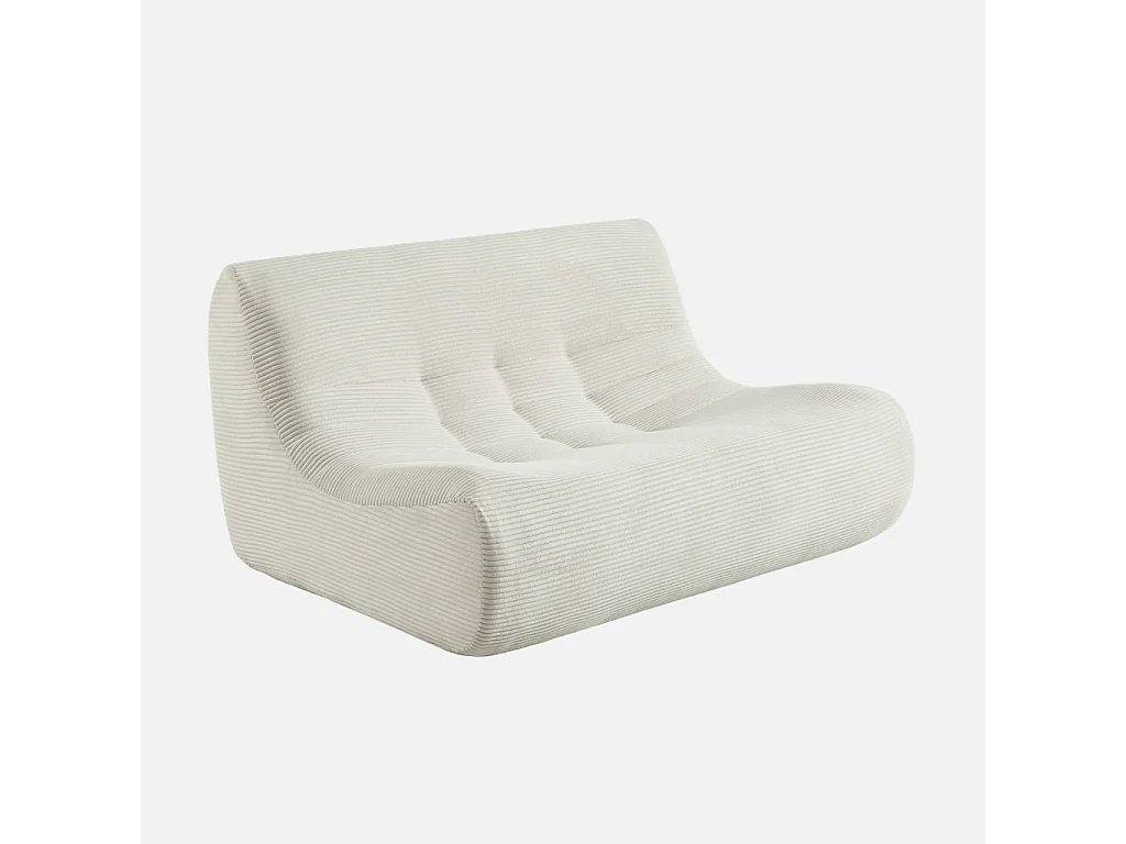 Poltrona in velluto a coste, 2 posti, crema