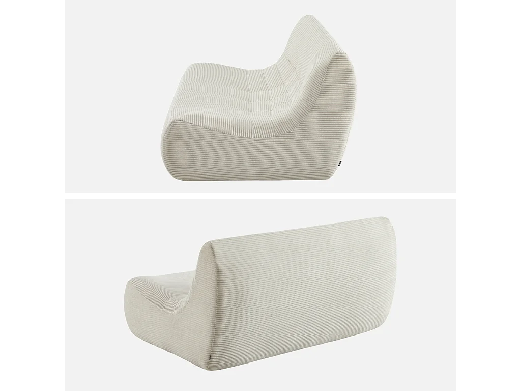 Poltrona in velluto a coste, 2 posti, crema