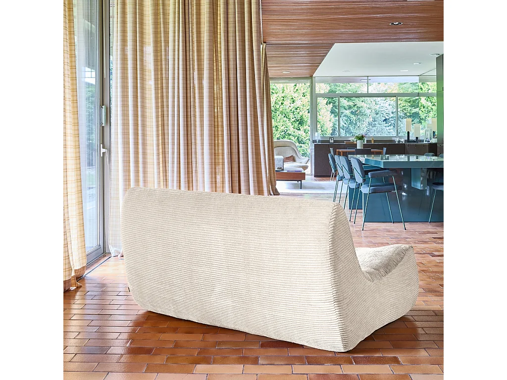 Chauffeuse velours côtelé 2 places crème - Sokol