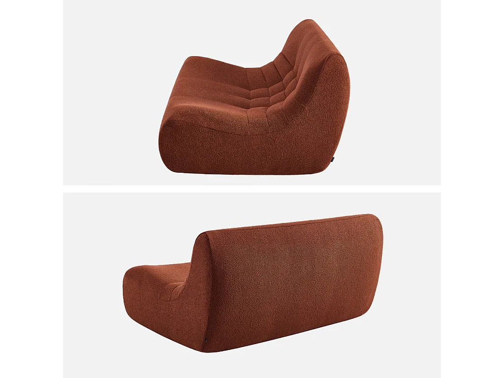 Poltrona bouclé testurizzata, 2 posti, terracotta