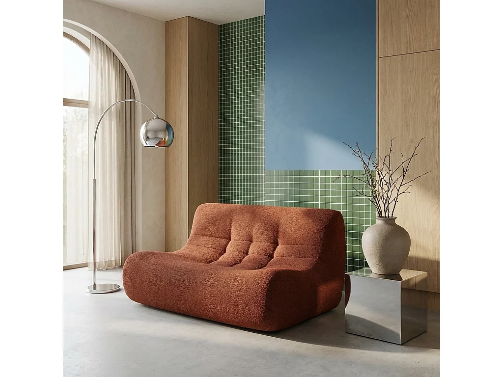 Poltrona bouclé testurizzata, 2 posti, terracotta