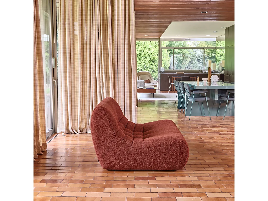 Chauffeuse bouclette texturée 2 places terracotta - Sokol