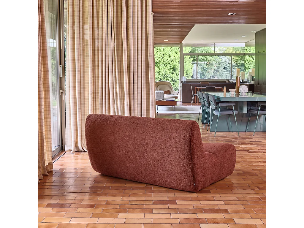 Chauffeuse bouclette texturée 2 places terracotta - Sokol