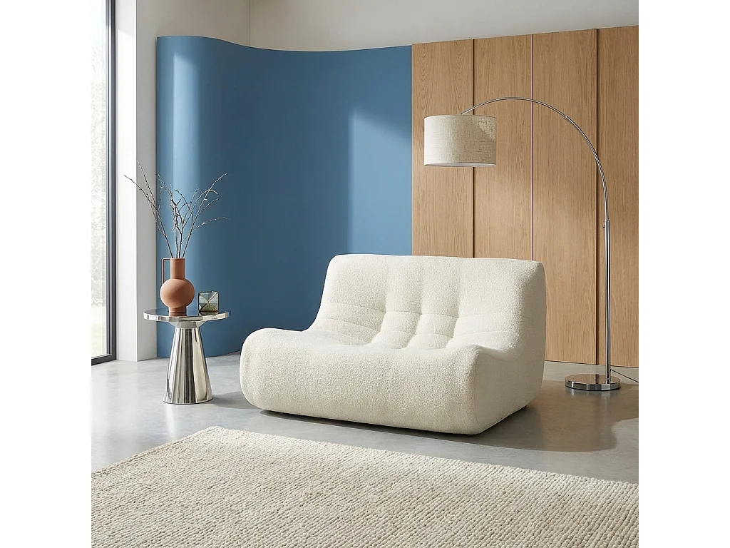 Poltrona bouclé testurizzata, 2 posti, bianco