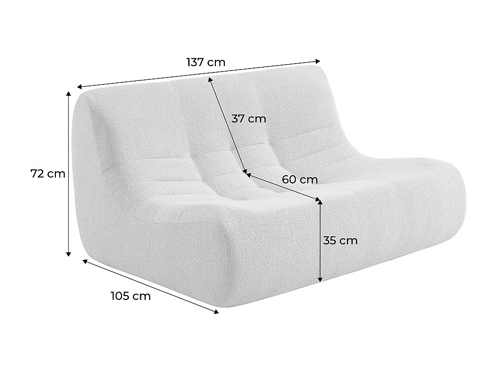 Poltrona bouclé testurizzata, 2 posti, bianco