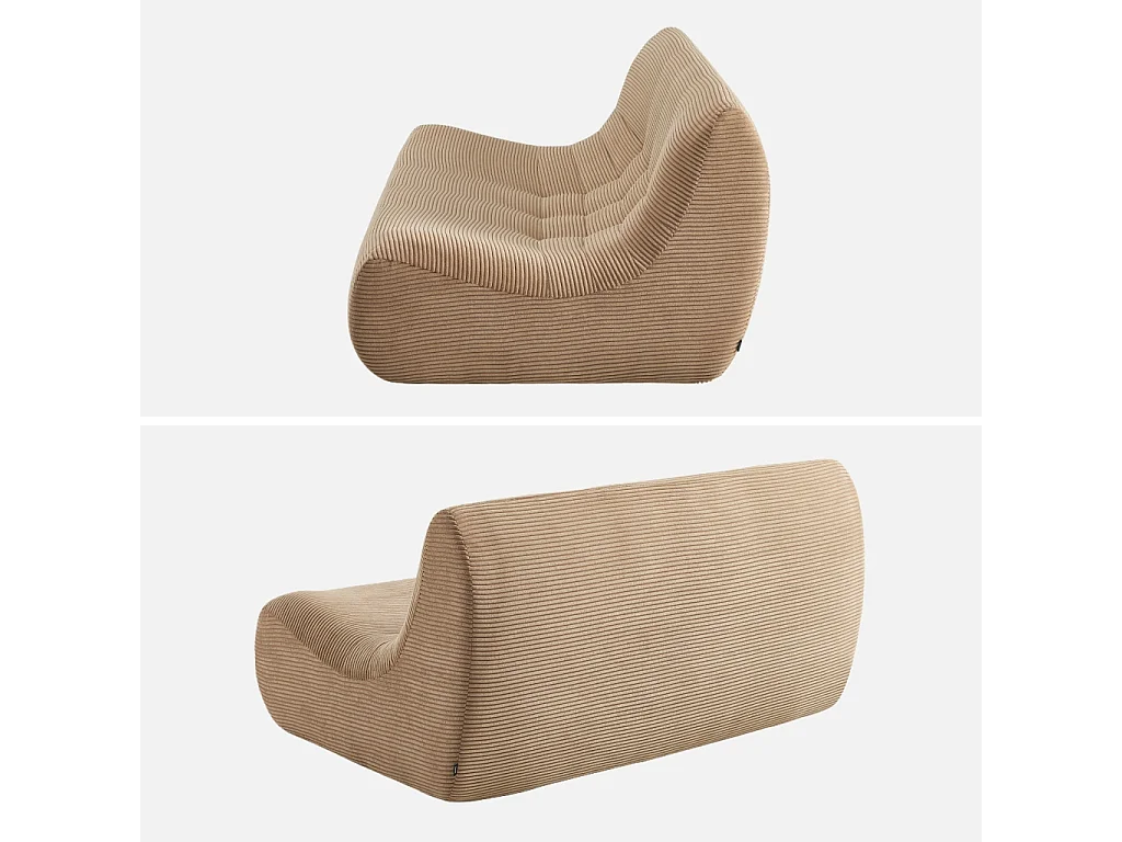 Poltrona in velluto a coste, 2 posti, beige scuro