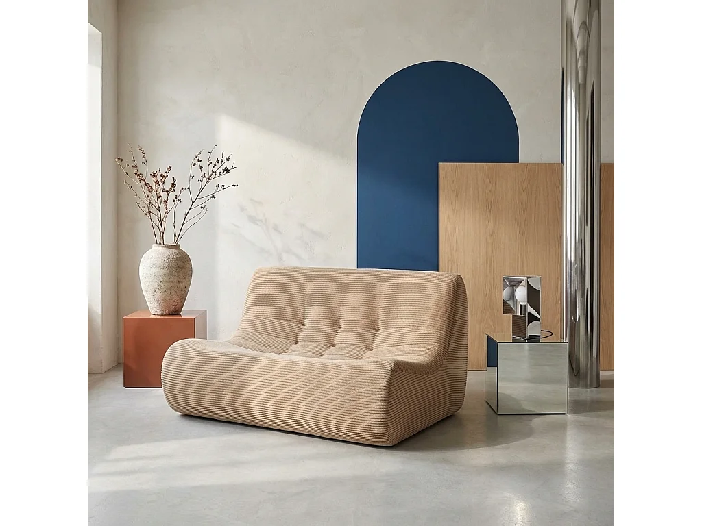 Poltrona in velluto a coste, 2 posti, beige scuro