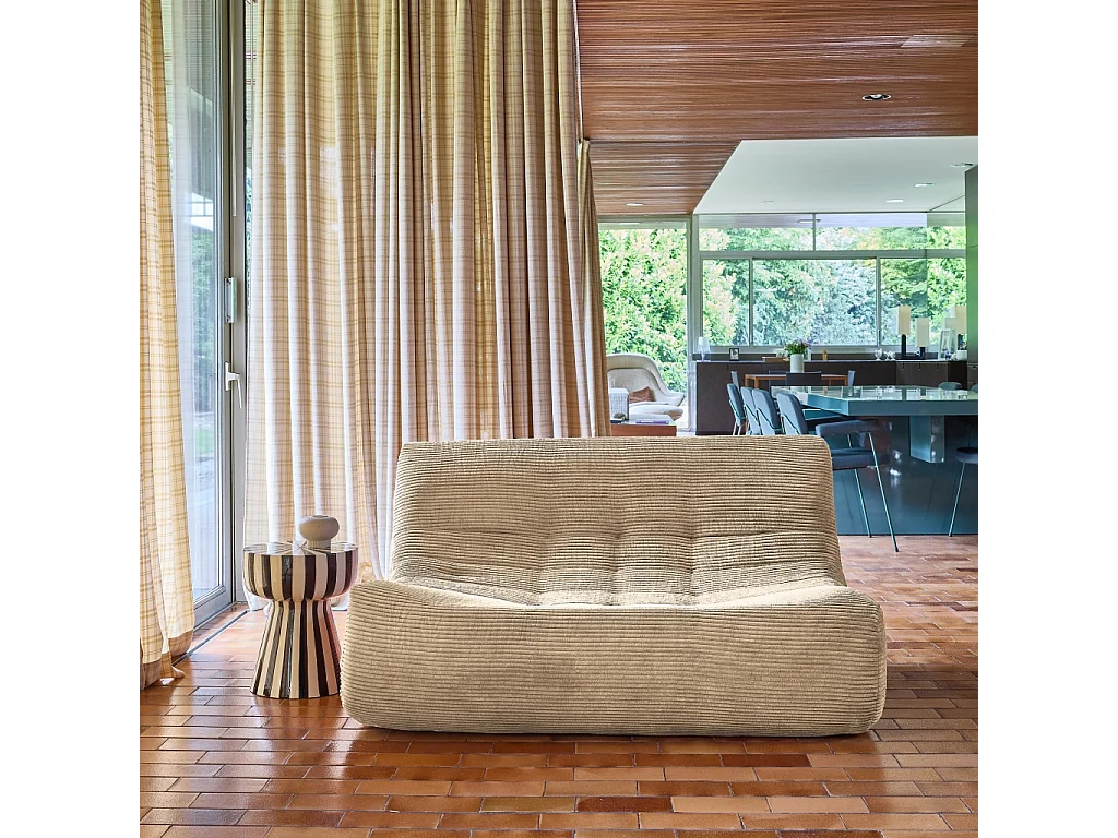 Poltrona in velluto a coste, 2 posti, beige scuro
