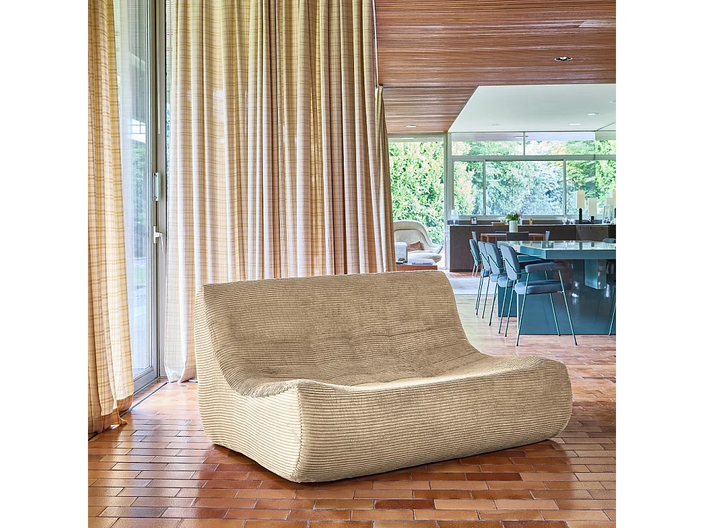 Poltrona in velluto a coste, 2 posti, beige scuro