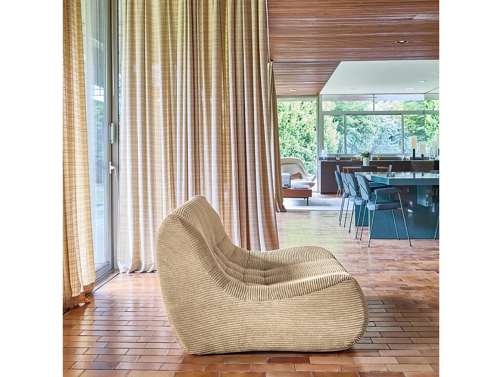 Poltrona in velluto a coste, 2 posti, beige scuro