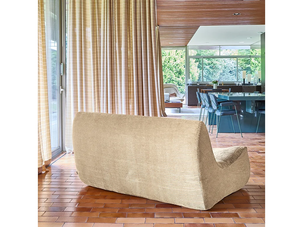 Poltrona in velluto a coste, 2 posti, beige scuro