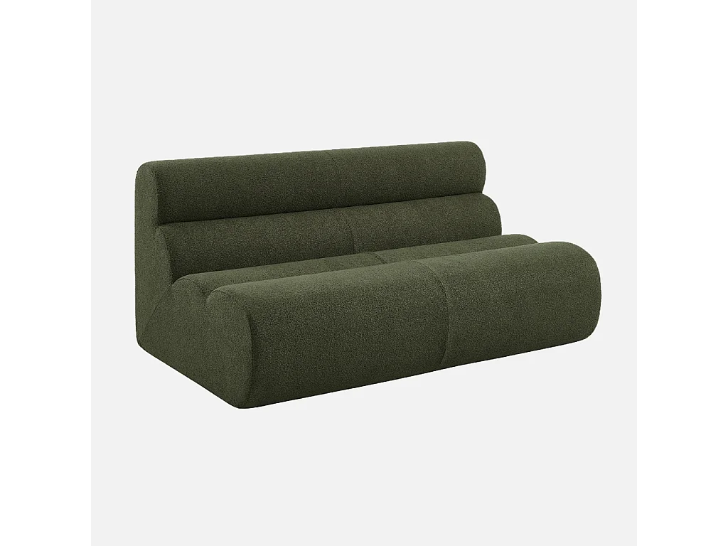 Chauffeuse bouclette texturée 2 places kaki - Nova