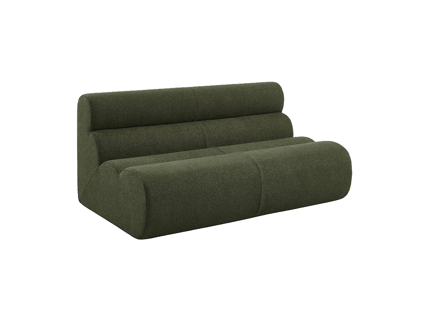 Sofá envasado al vacío de borreguito texturizado, 2 plazas, Verde kaki