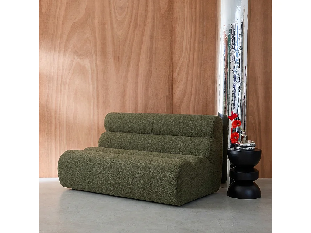 Sillón borreguito texturizado, 2 plazas verde kaki