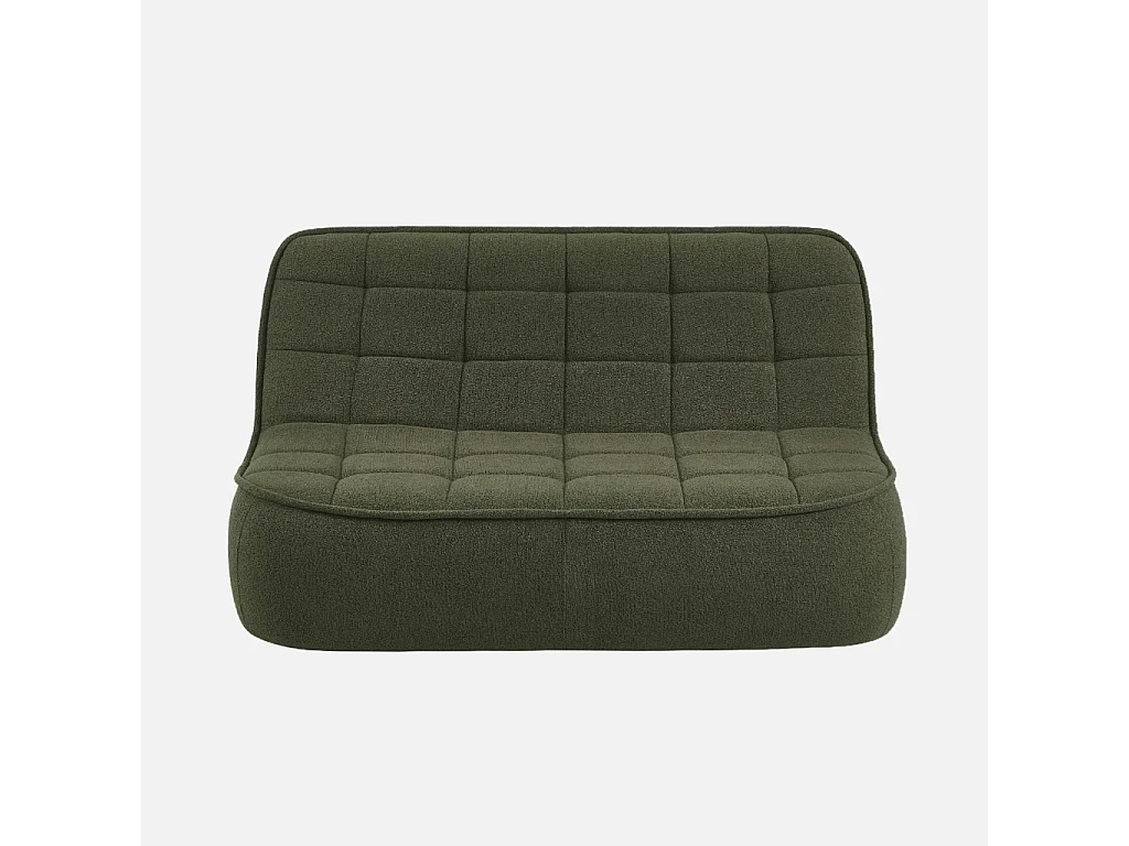 Poltrona in bouclé testurizzato, 2 posti, verde kaki