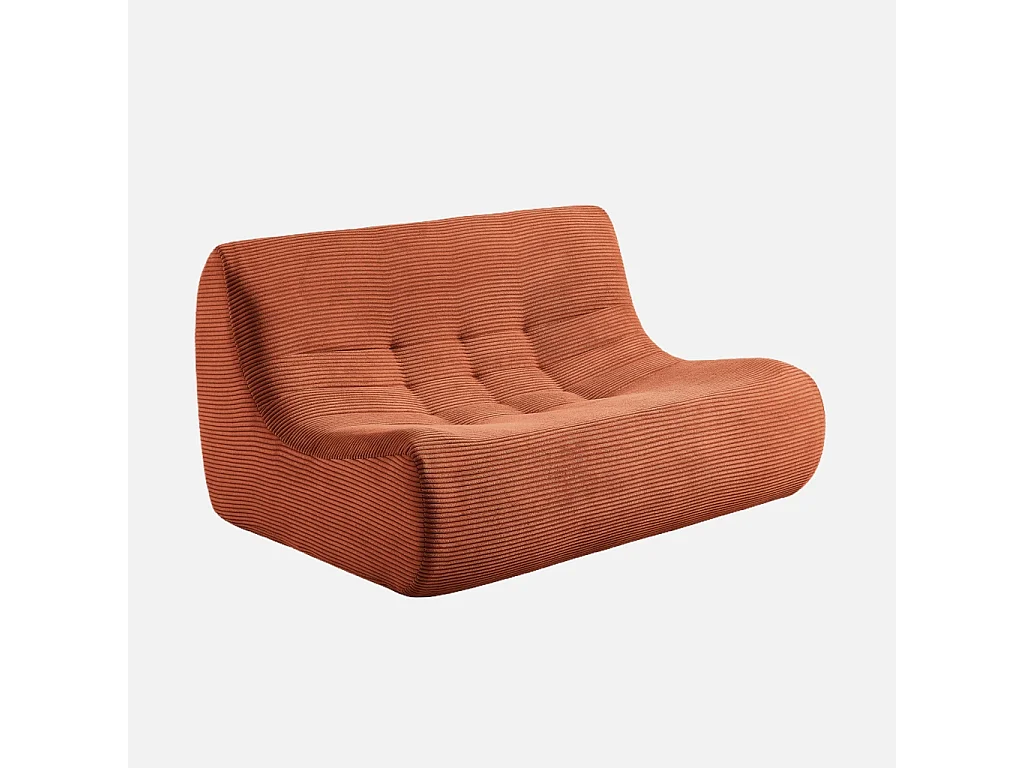 Poltrona in velluto a coste, 2 posti, terracotta