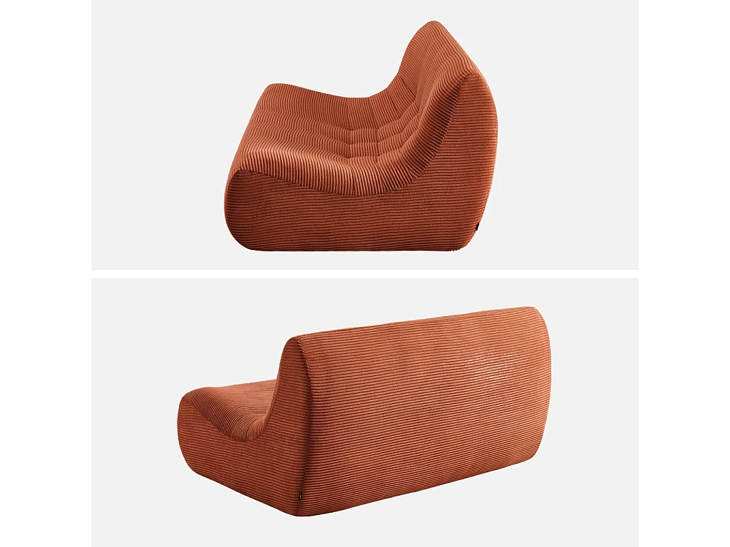 Poltrona in velluto a coste, 2 posti, terracotta