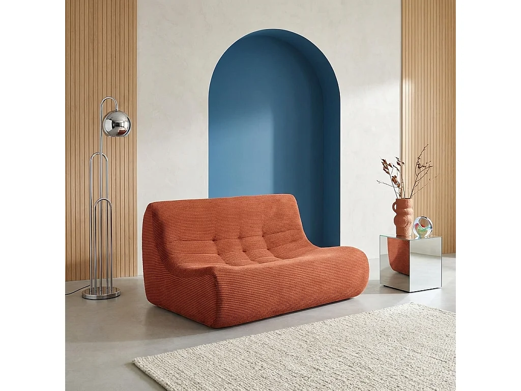 Poltrona in velluto a coste, 2 posti, terracotta