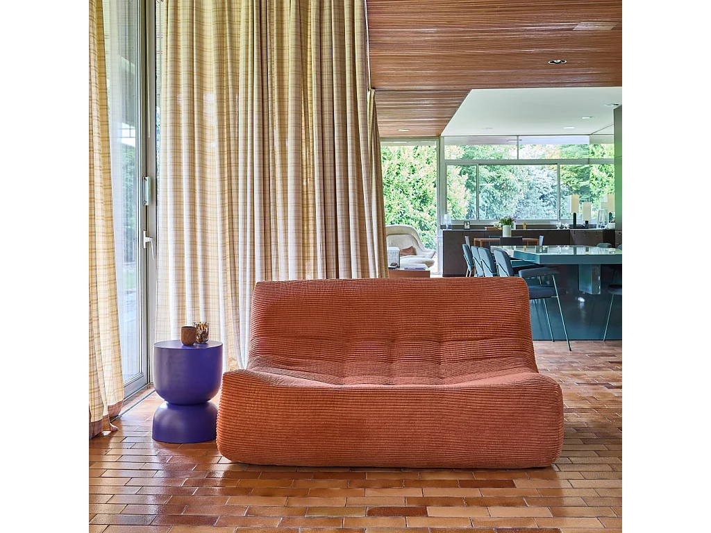 Poltrona in velluto a coste, 2 posti, terracotta