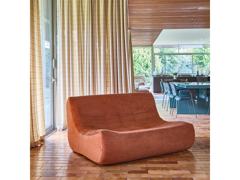 Poltrona in velluto a coste, 2 posti, terracotta