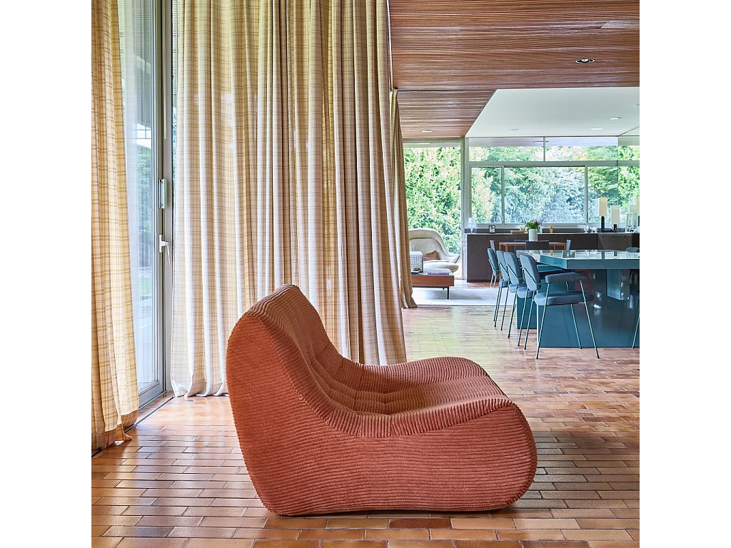Poltrona in velluto a coste, 2 posti, terracotta
