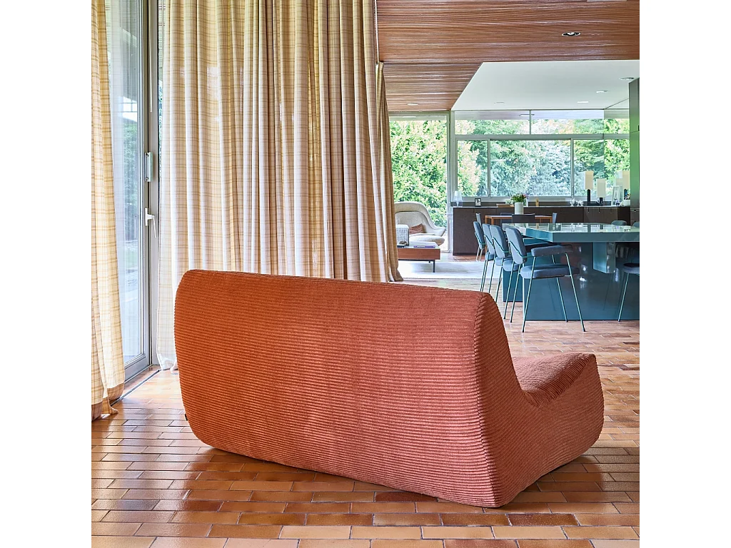 Poltrona in velluto a coste, 2 posti, terracotta