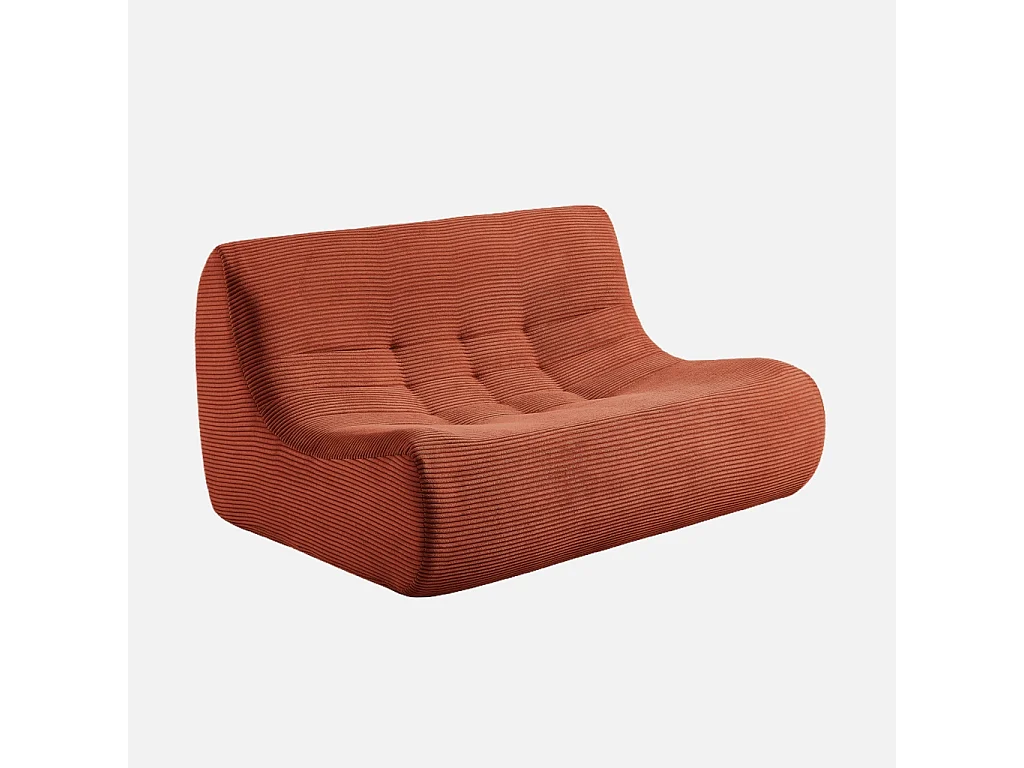 Poltrona in velluto a coste, 2 posti, terracotta