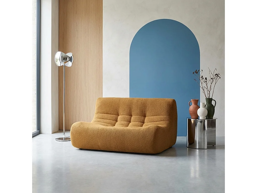 Poltrona bouclé testurizzata, 2 posti, mostarda