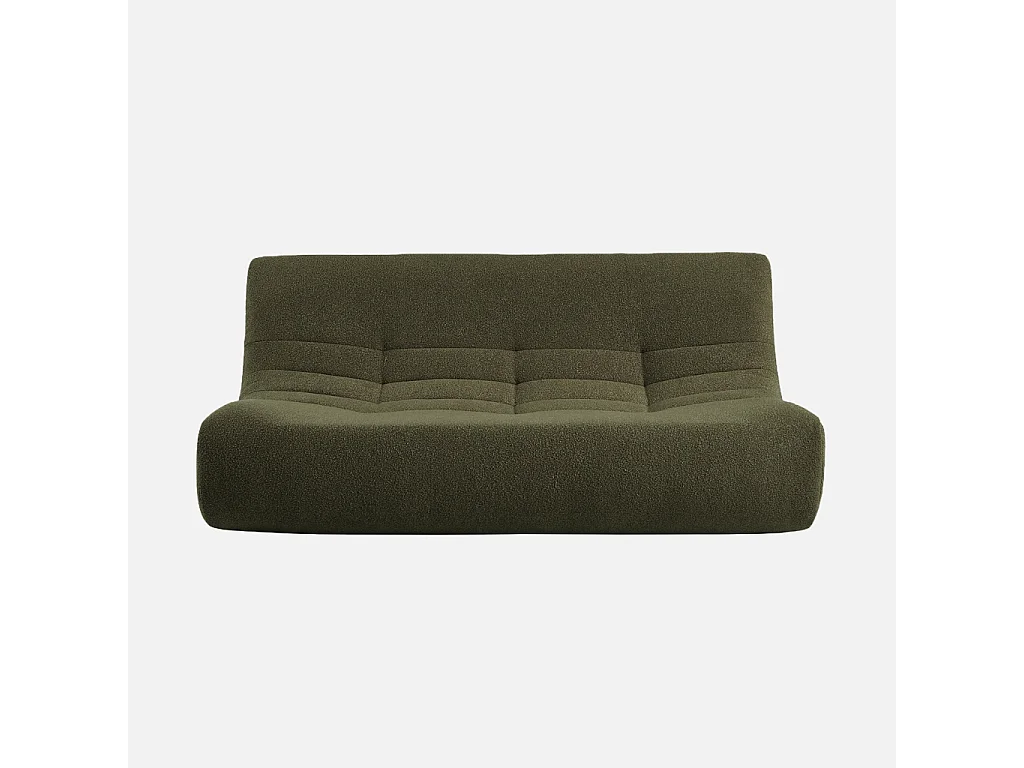 Poltrona in tessuto bouclé strutturato, 3 posti, verde kaki