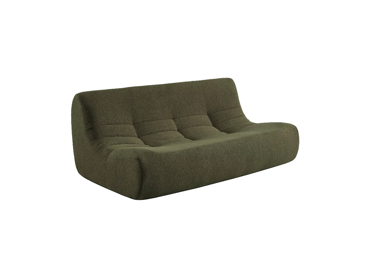 Poltrona in tessuto bouclé strutturato sottovuoto e compresso, 3 posti, Sokol bouclé, Verde kaki,