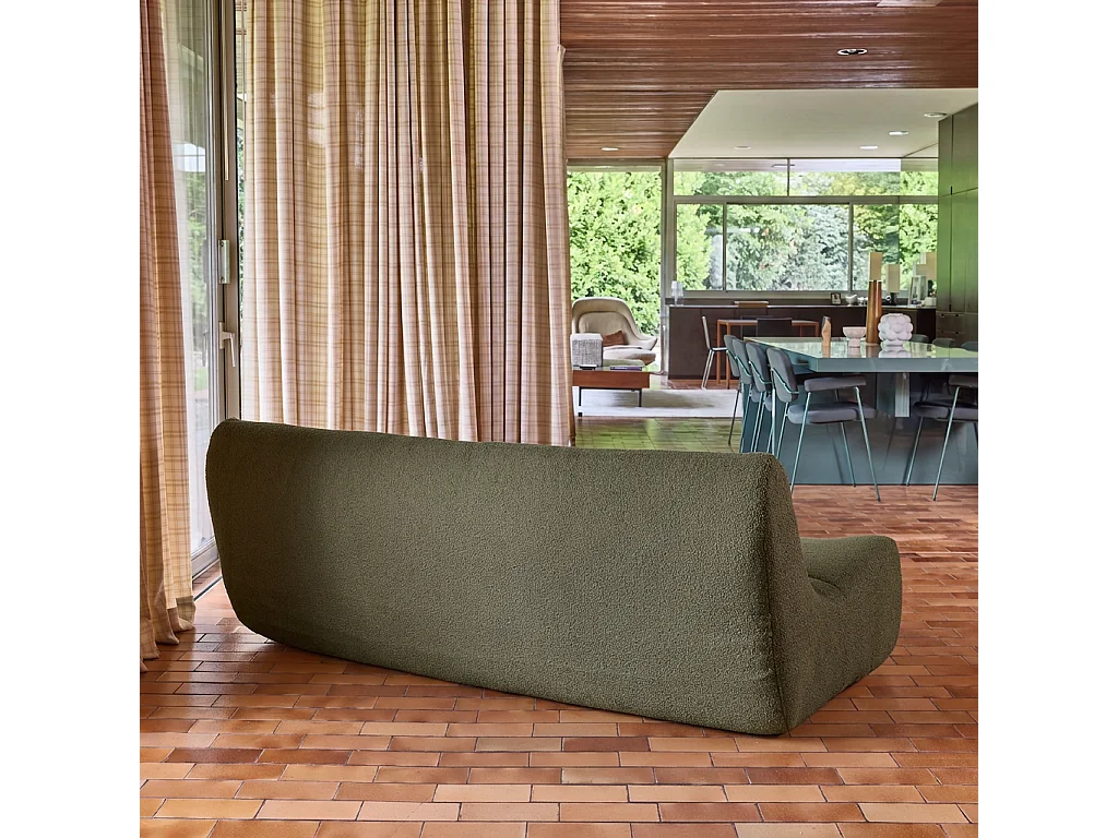 Poltrona in tessuto bouclé strutturato, 3 posti, verde kaki