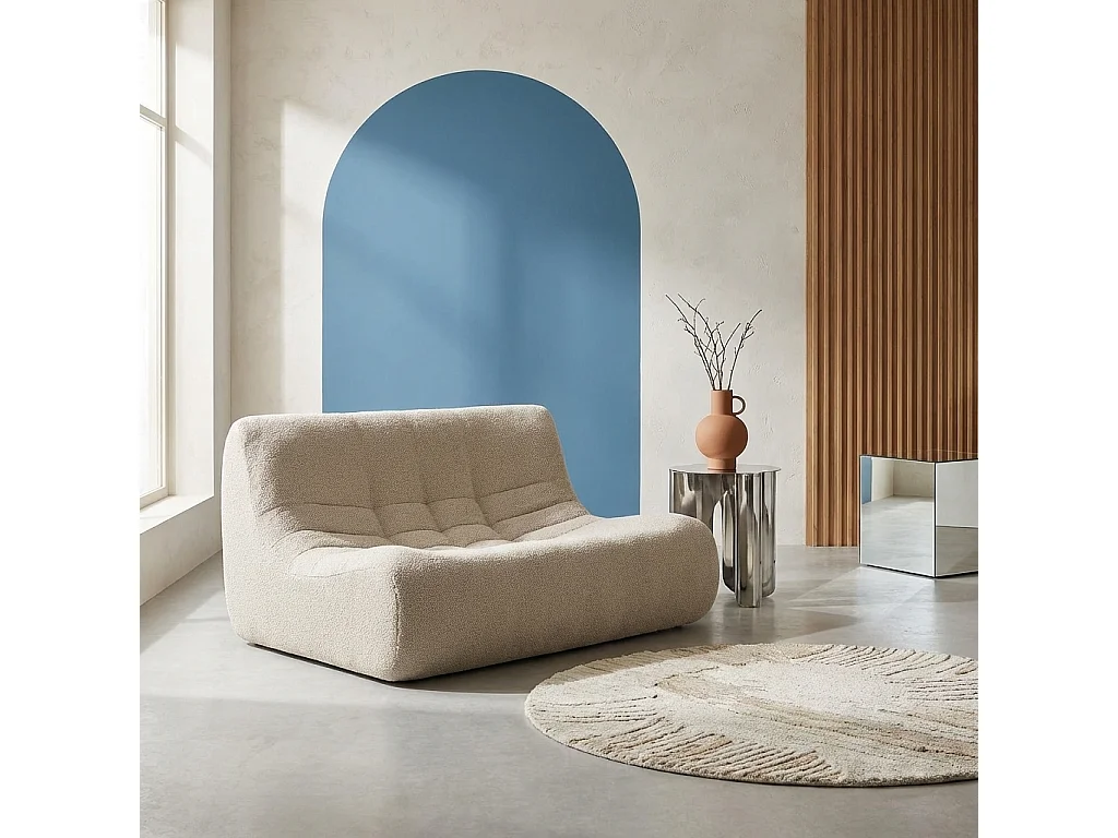 Poltrona bouclé testurizzata, 2 posti, beige