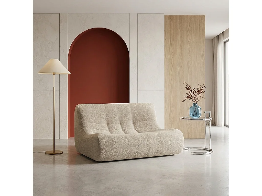 Poltrona bouclé testurizzata, 2 posti, beige