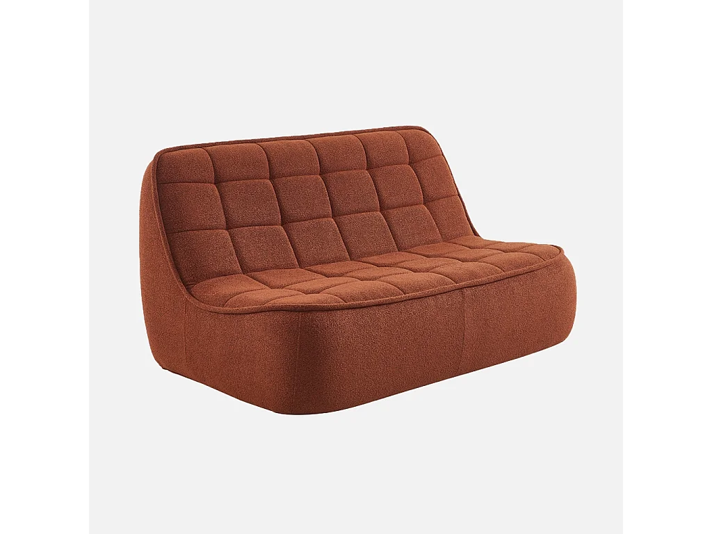 Poltrona in bouclé testurizzato, 2 posti, terracotta