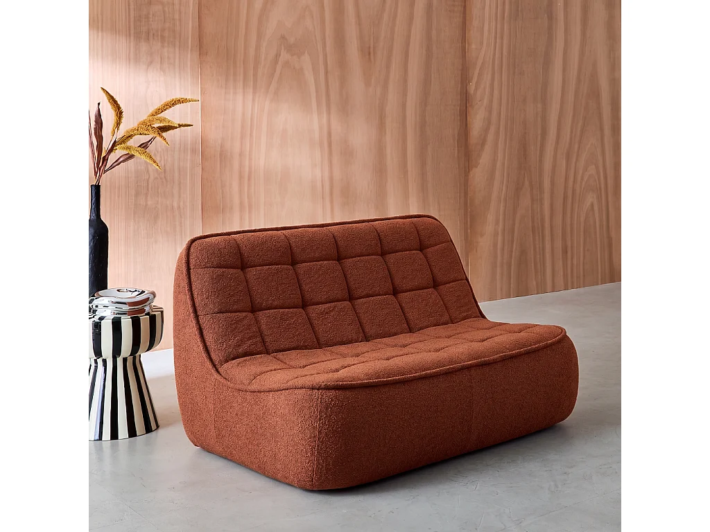 Sillón borreguito texturizada, 2 plazas terracota