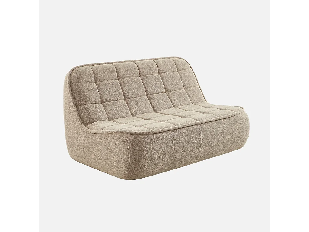 Poltrona in bouclé testurizzato, 2 posti, beige