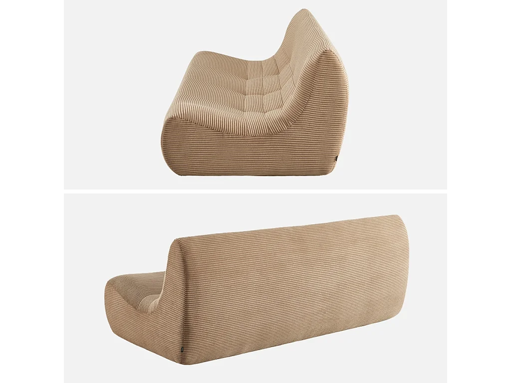 Poltrona in velluto a coste, 3 posti, beige scuro