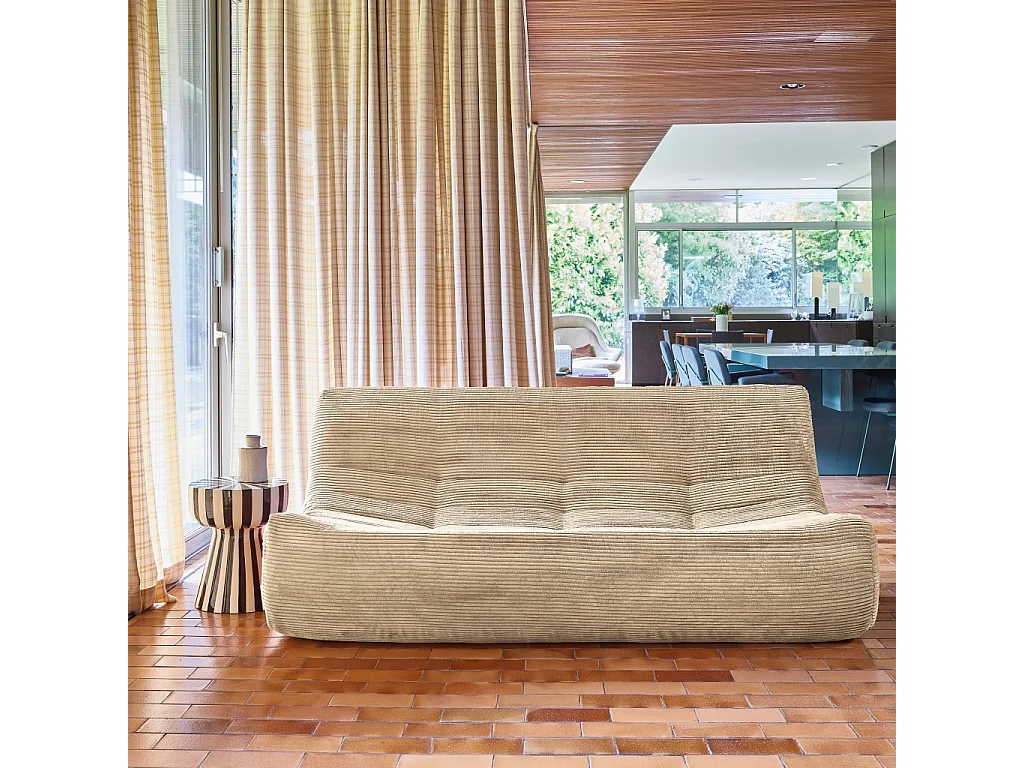 Poltrona in velluto a coste, 3 posti, beige scuro
