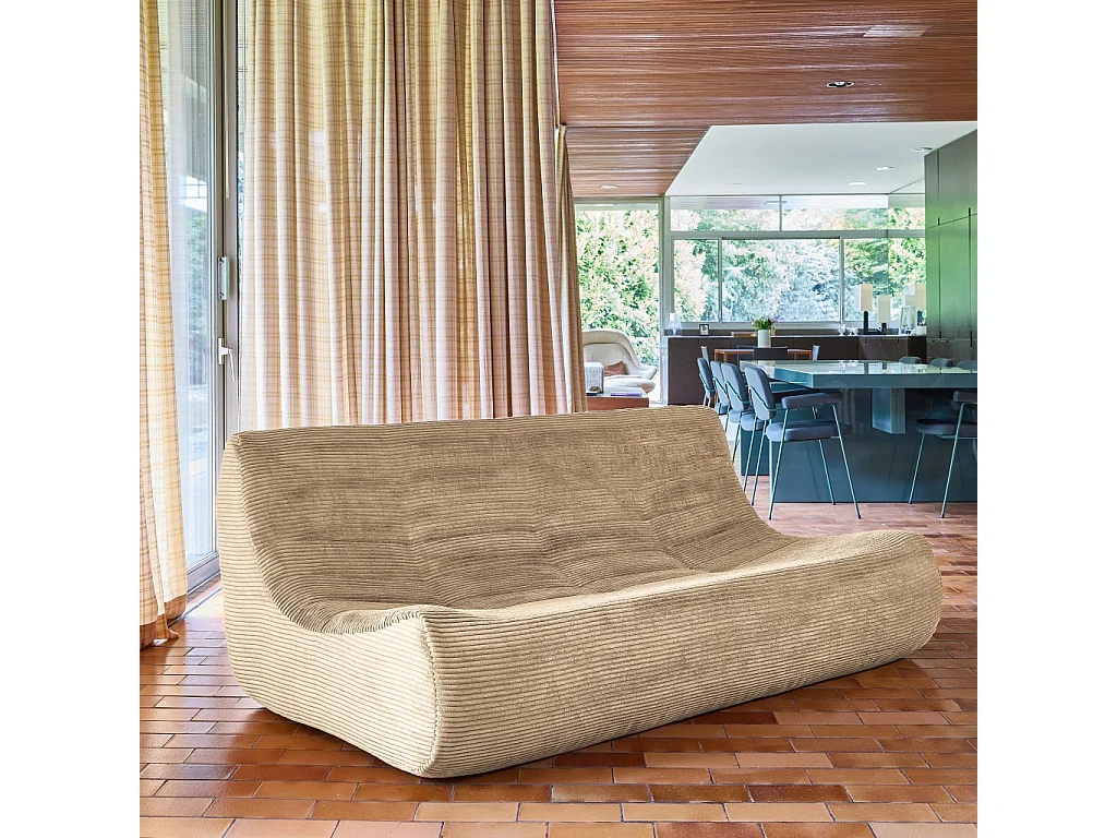 Poltrona in velluto a coste, 3 posti, beige scuro