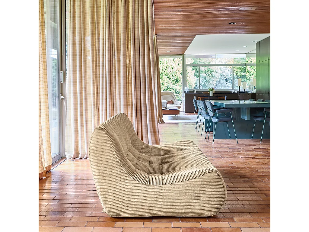 Poltrona in velluto a coste, 3 posti, beige scuro