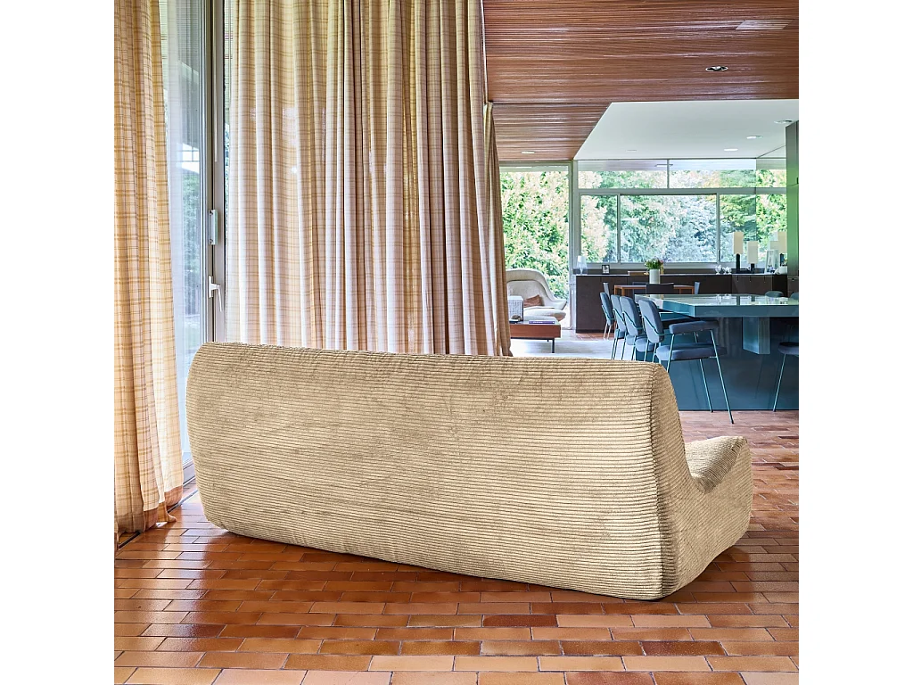 Poltrona in velluto a coste, 3 posti, beige scuro