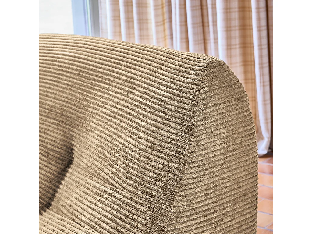 Poltrona in velluto a coste, 3 posti, beige scuro