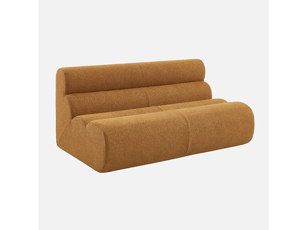 Chauffeuse bouclette texturée 2 places moutarde - Nova