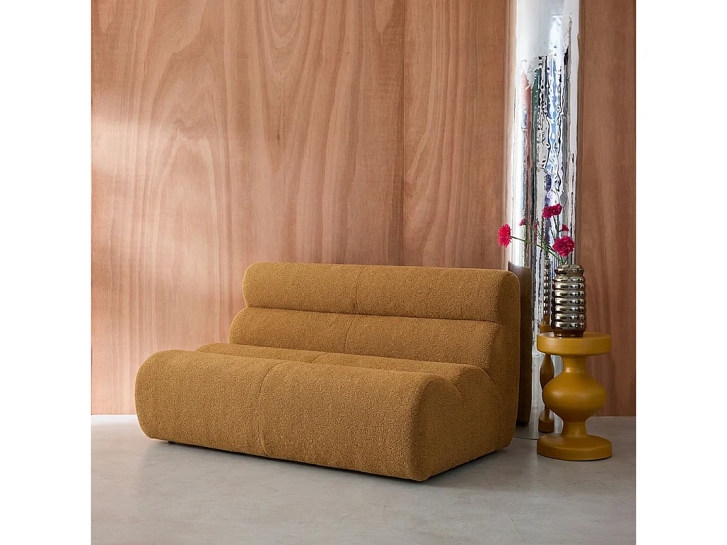 Sillón borreguito texturizado, 2 plazas mostaza