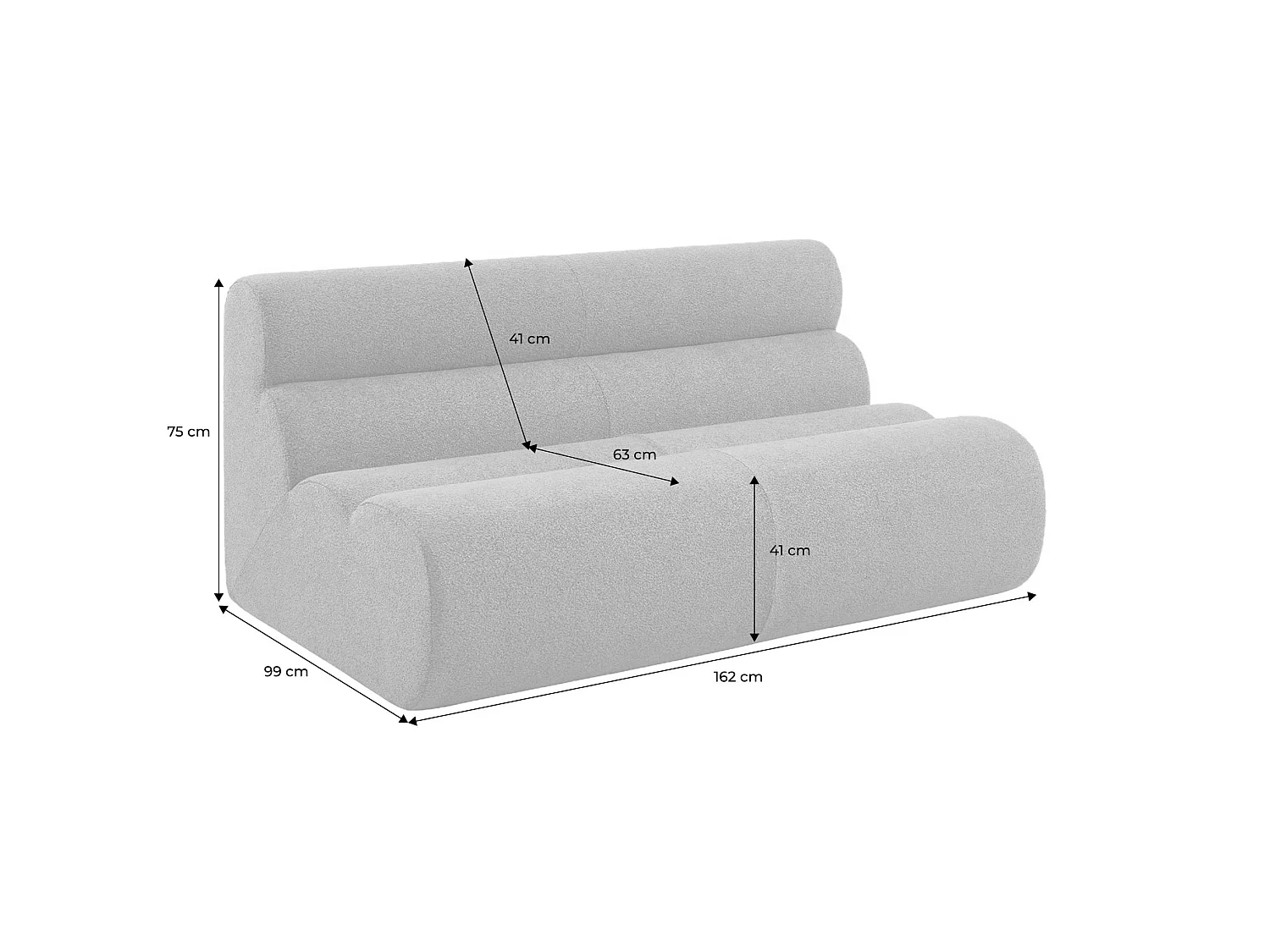 Sillón borreguito texturizado, 2 plazas beige
