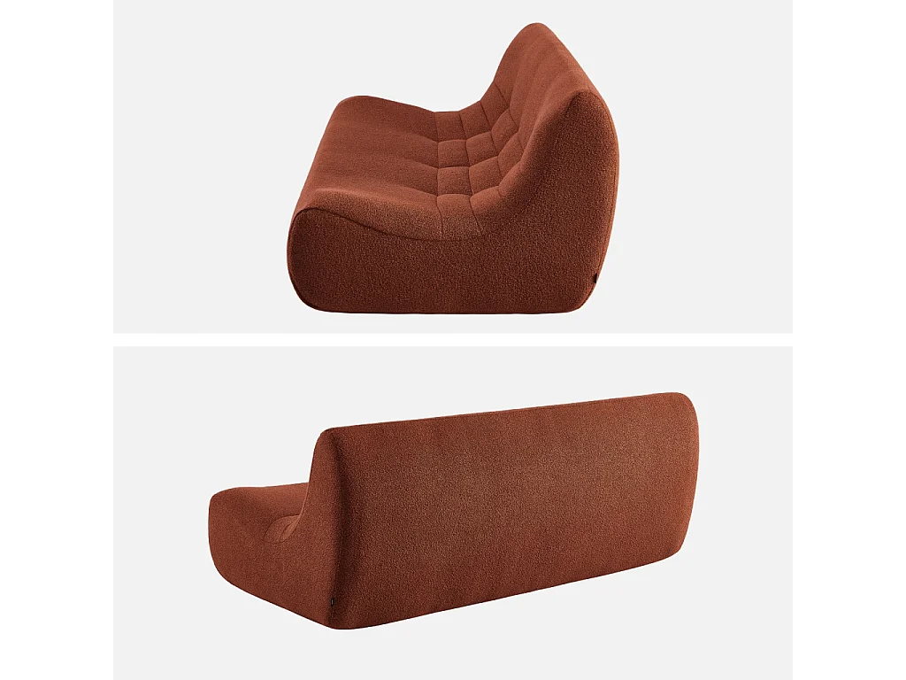 Poltrona in tessuto bouclé strutturato, 3 posti, terracotta